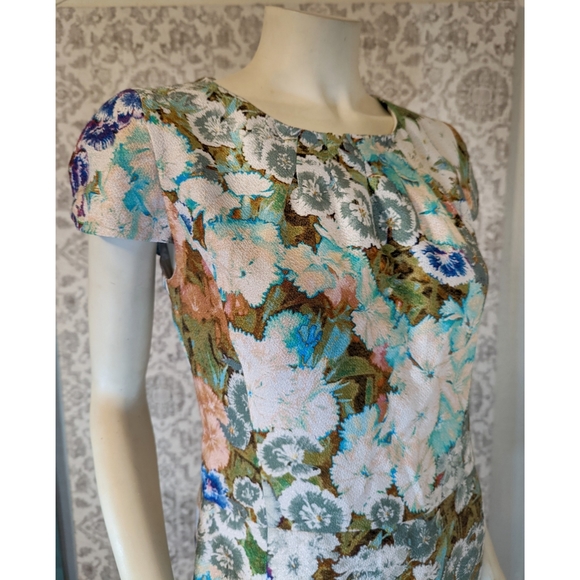 Etro Metallic Floral Pearlescent Sheath Dress - Picture 8 of 9